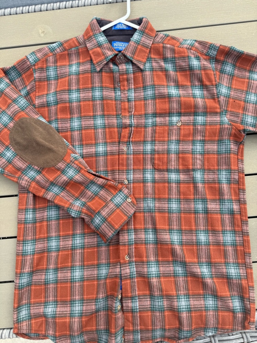Pendleton Orange and Green Plaid Button-Down Shirt